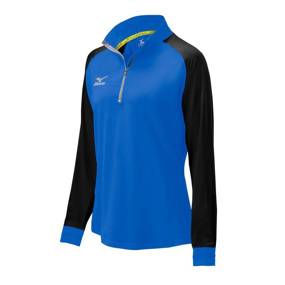 Womens Mizuno Elite 9 Prime 1/2 Zip Jacket Royal/Black Philippines (IMPULS706)